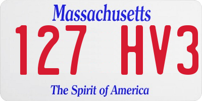 MA license plate 127HV3