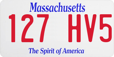 MA license plate 127HV5
