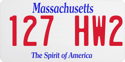 MA license plate 127HW2