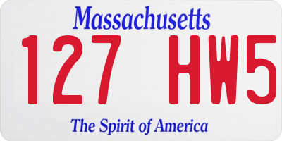 MA license plate 127HW5