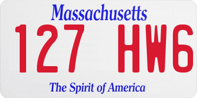 MA license plate 127HW6