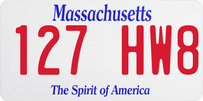MA license plate 127HW8