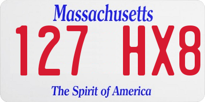 MA license plate 127HX8
