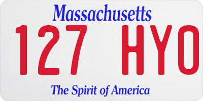 MA license plate 127HY0