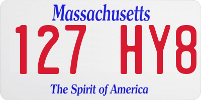 MA license plate 127HY8
