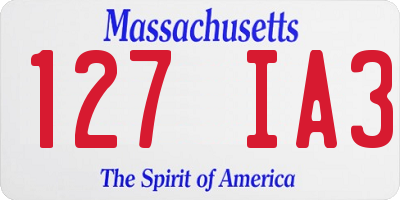 MA license plate 127IA3