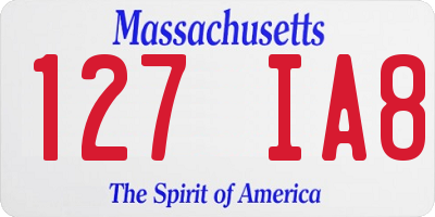 MA license plate 127IA8