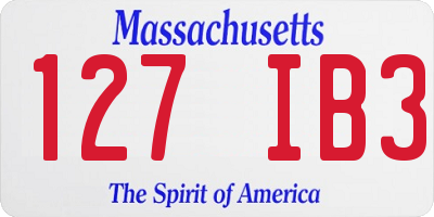 MA license plate 127IB3