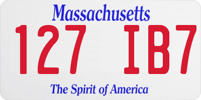 MA license plate 127IB7