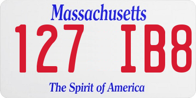 MA license plate 127IB8