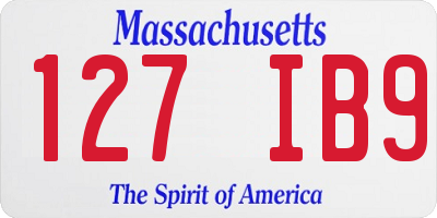 MA license plate 127IB9