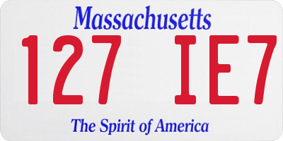 MA license plate 127IE7