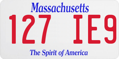 MA license plate 127IE9