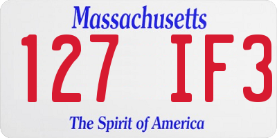 MA license plate 127IF3