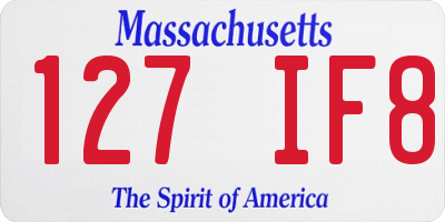 MA license plate 127IF8