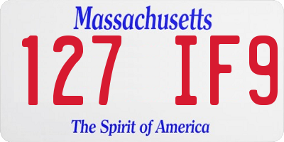 MA license plate 127IF9