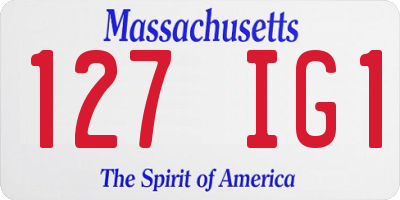 MA license plate 127IG1