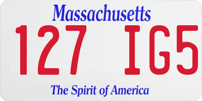 MA license plate 127IG5