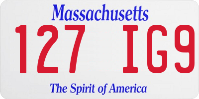 MA license plate 127IG9