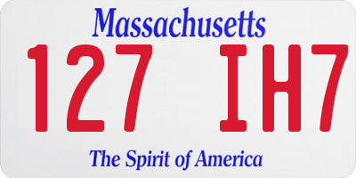 MA license plate 127IH7