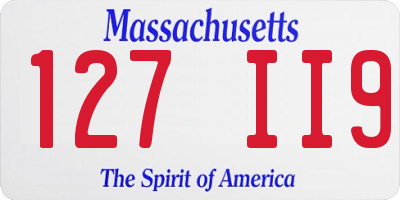 MA license plate 127II9