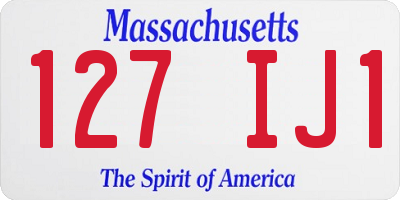MA license plate 127IJ1