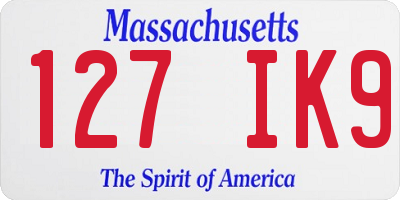 MA license plate 127IK9