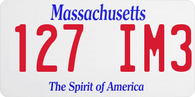 MA license plate 127IM3