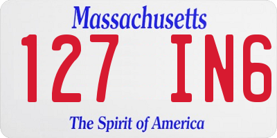 MA license plate 127IN6