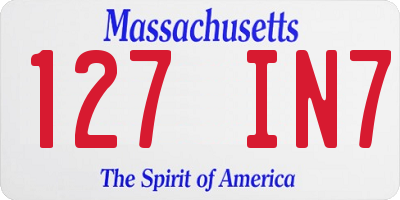 MA license plate 127IN7