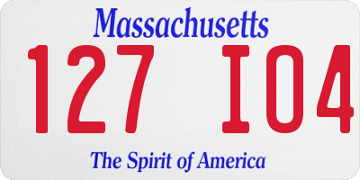 MA license plate 127IO4