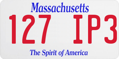 MA license plate 127IP3