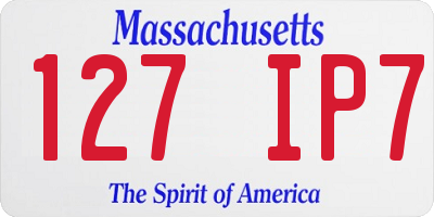 MA license plate 127IP7