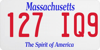 MA license plate 127IQ9
