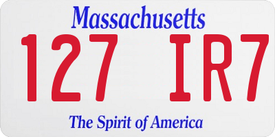 MA license plate 127IR7