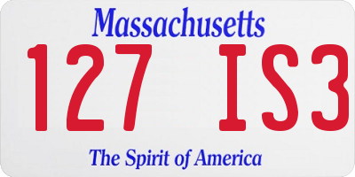 MA license plate 127IS3