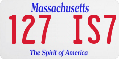 MA license plate 127IS7