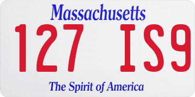 MA license plate 127IS9