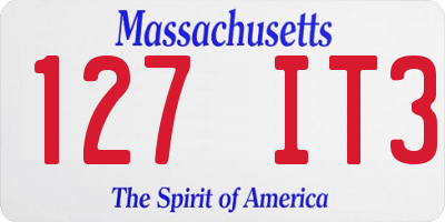 MA license plate 127IT3