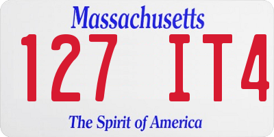 MA license plate 127IT4