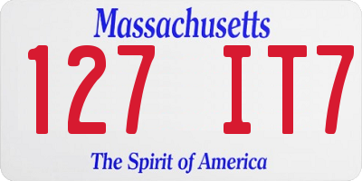 MA license plate 127IT7