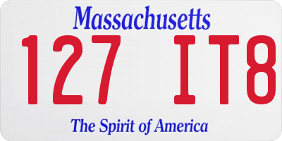 MA license plate 127IT8