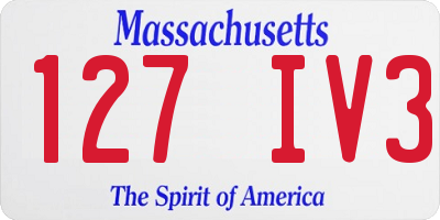 MA license plate 127IV3