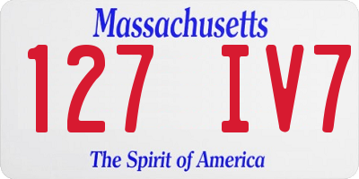 MA license plate 127IV7