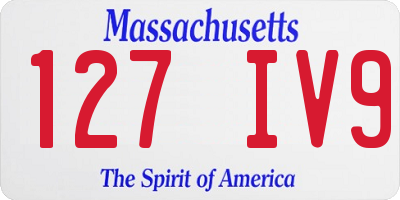 MA license plate 127IV9