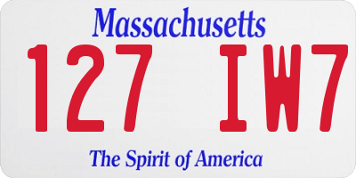 MA license plate 127IW7