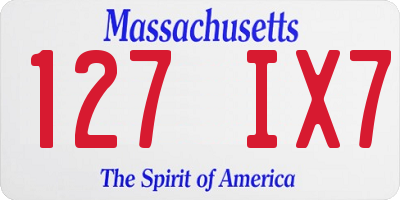 MA license plate 127IX7
