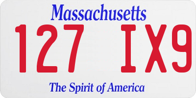 MA license plate 127IX9