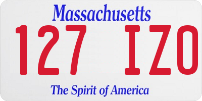 MA license plate 127IZ0