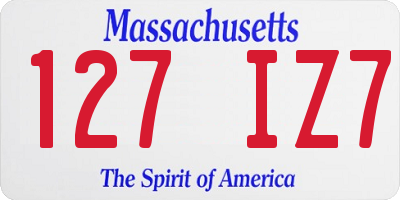 MA license plate 127IZ7